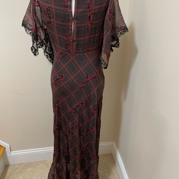 NWT Free People Fallen Flowers Midi Dress Embroidered Beaded size 8 - Picture 11 of 15